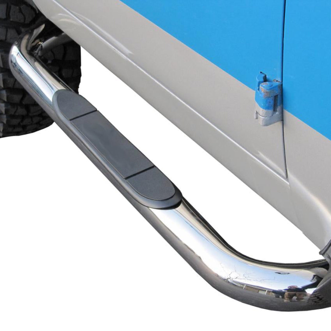 Stainless Nerf Bars w/Step, 3 inch Dia, 66-77 Ford Bronco