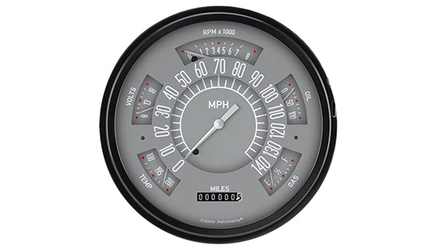 Classic Instruments Gauge Cluster, Gray, 1966-77 Ford Bronco