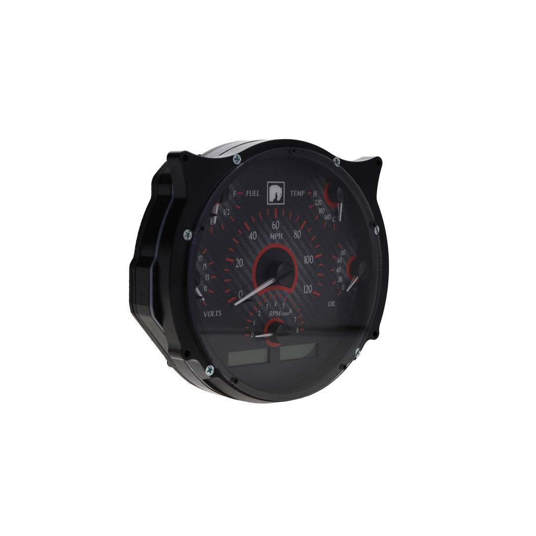 Dakota Digital VHX Speedometer, Carbon Fiber w/Red Backlight, 1966-77 Ford Bronco