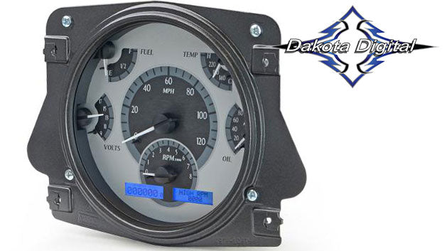 Dakota Digital VHX Speedometer, Silver w/Blue Backlight, 66-77 Ford Bronco