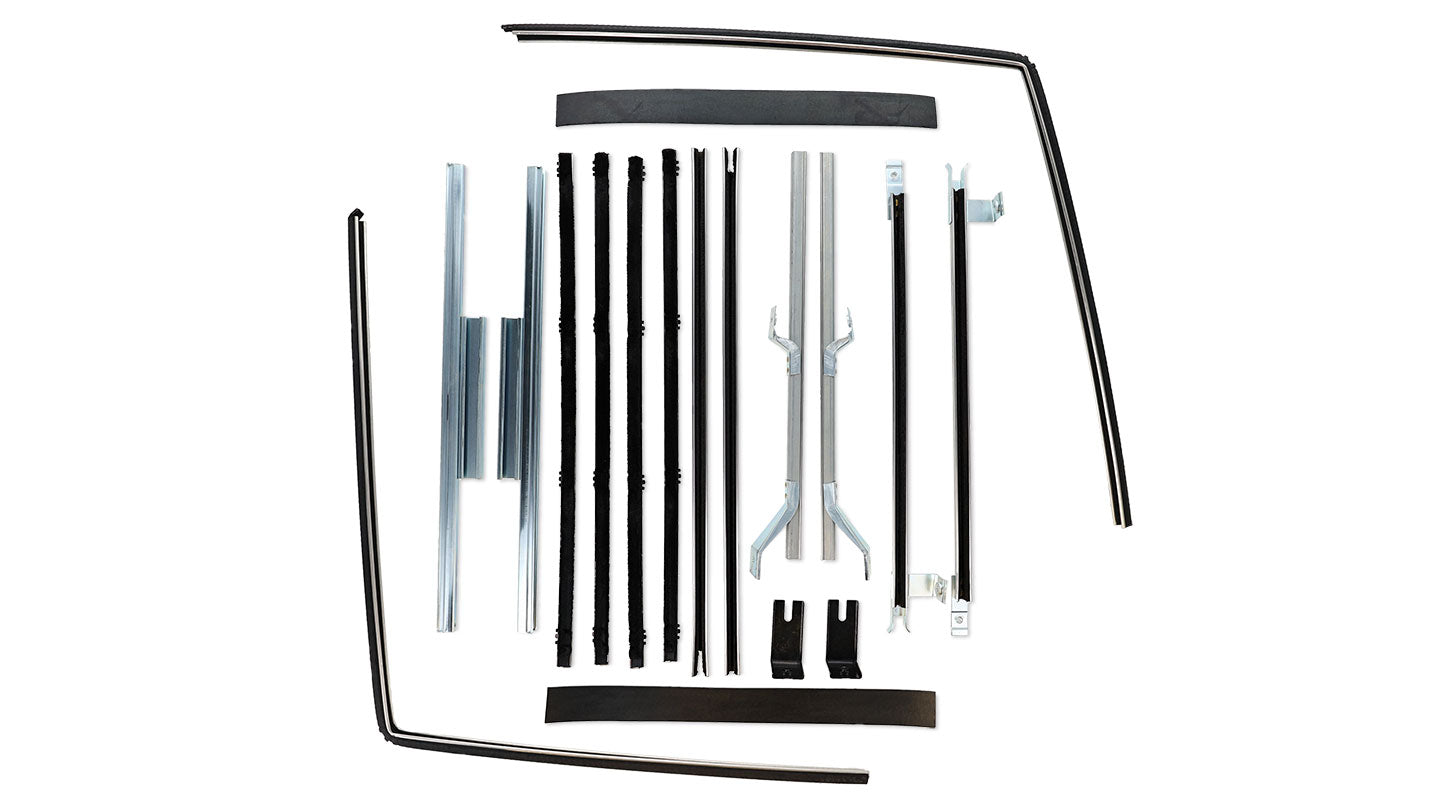 18 Piece Door Felt Kit with Glass Tracks & Adhesive (2 Doors), 1966-77 Ford Bronco