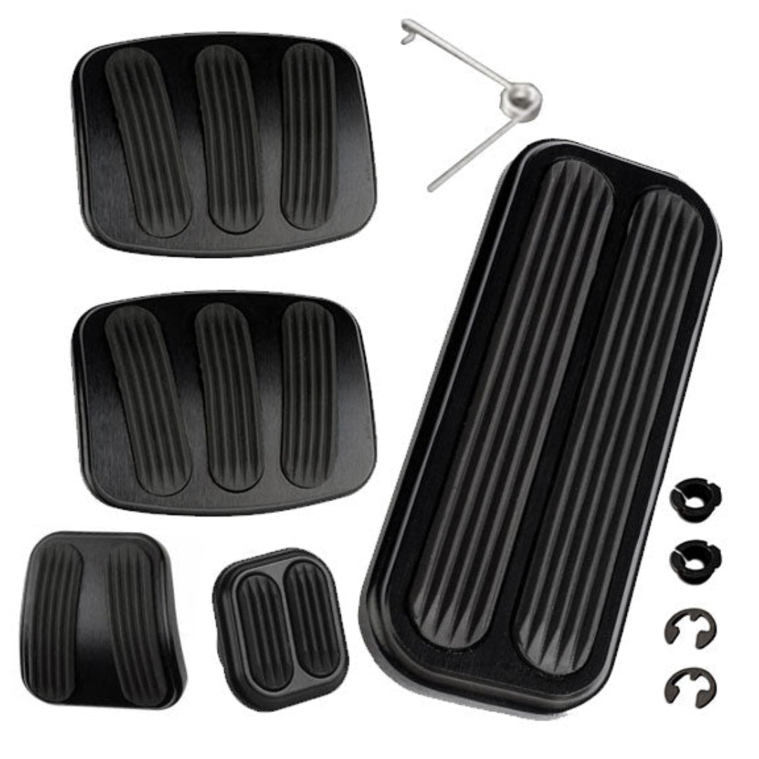 Black BILLET Pedal Pad Kit w/Rubber Inserts, Manual Trans