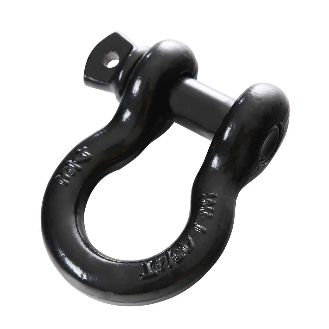 Black 3/4-inch recovery shackle with 4.75-ton capacity, side view