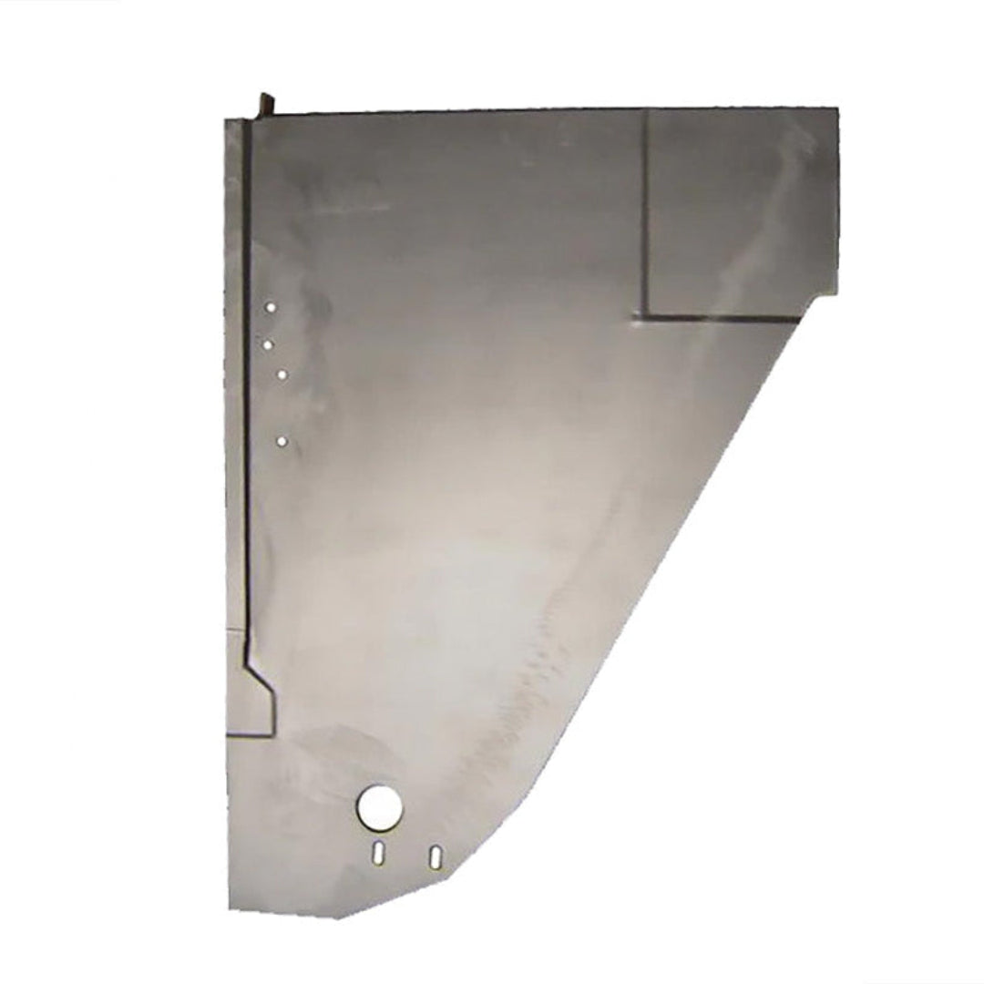 Black steel kick panel with bolt holes for 1966-77 Ford Bronco, side view