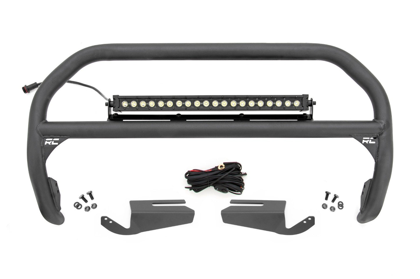 Nudge Bar w/20” Black Single Row LED Light Bar & DRL for OE Modular Bumper - 21-24 Bronco