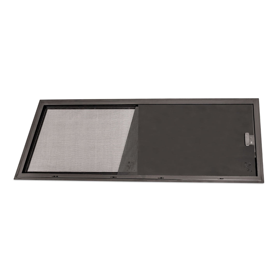 Black framed slider windows for classic Bronco hardtop, side view
