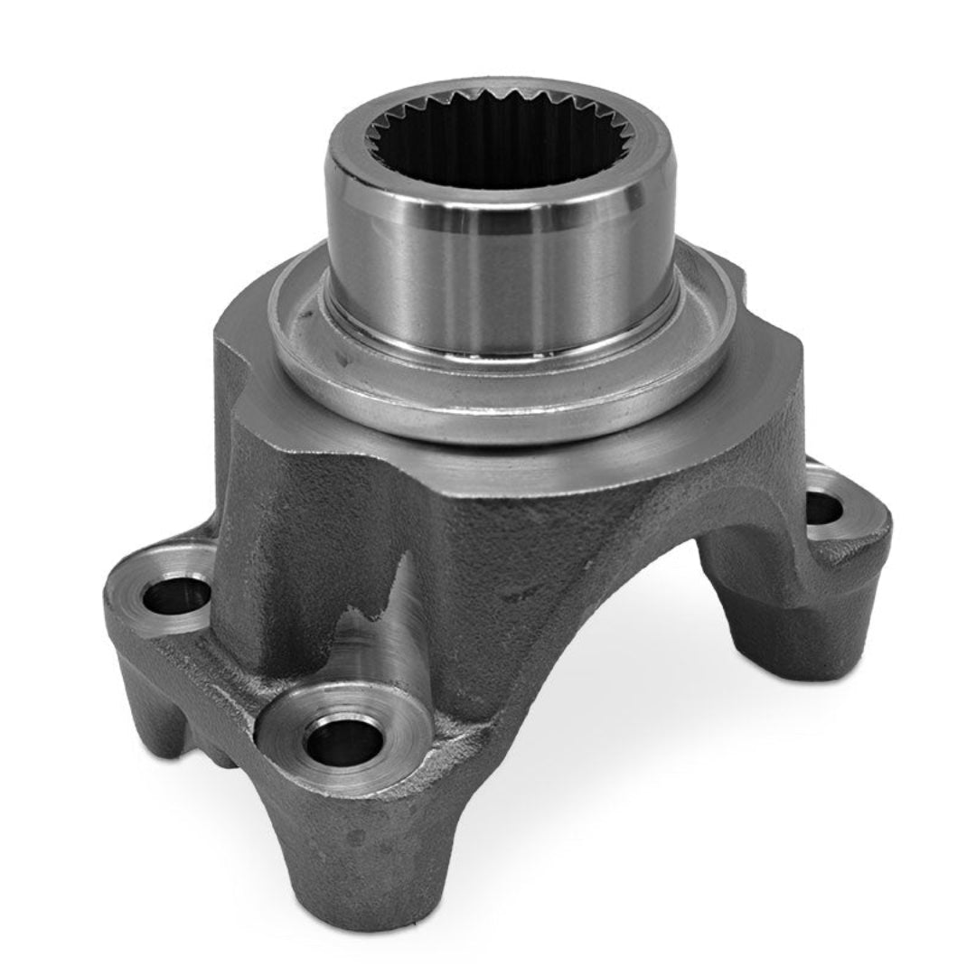 Chrome front pinion yoke with 1310 U-joint for Dana axles, side view