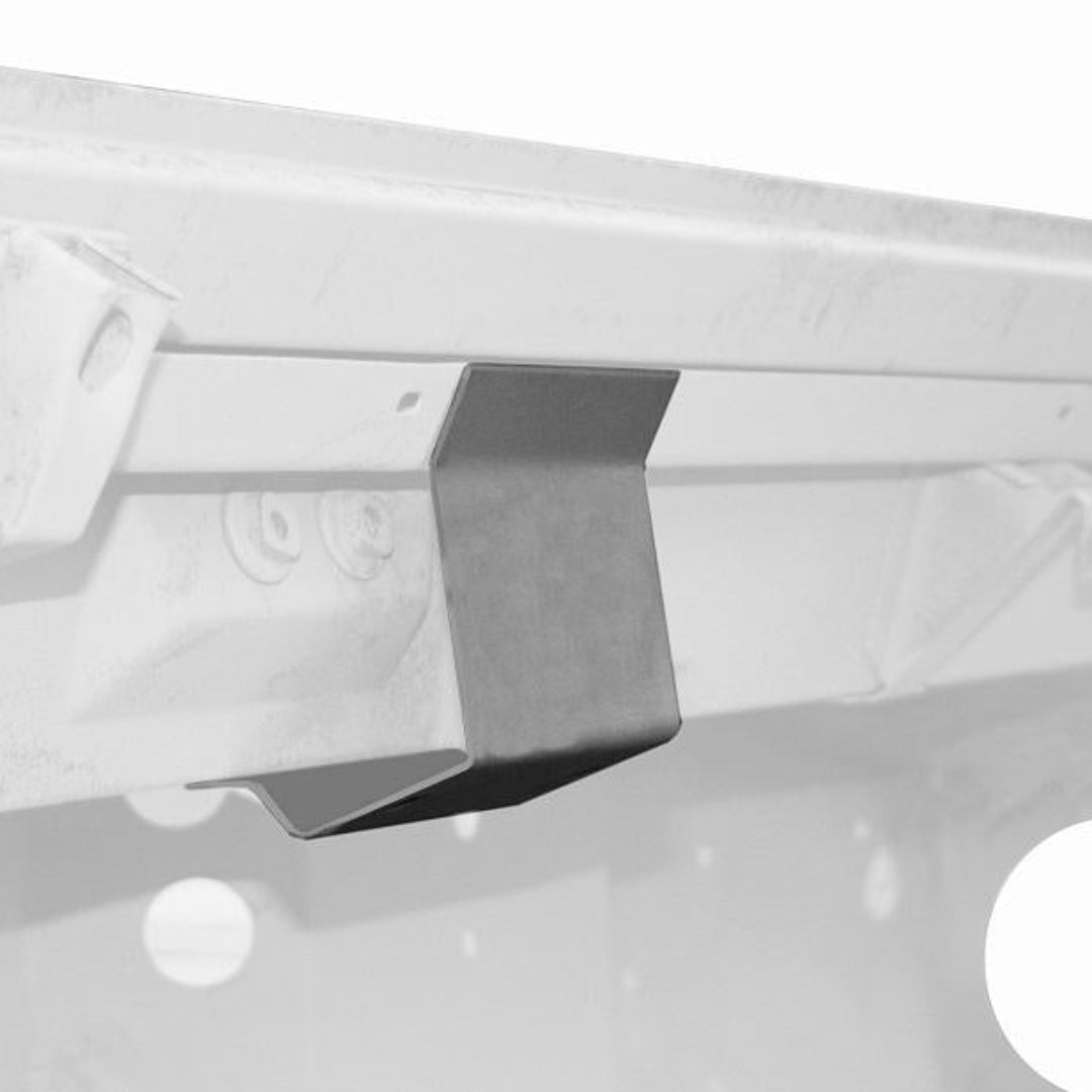 Metal bracket with mounting holes for steering column attachment, side view