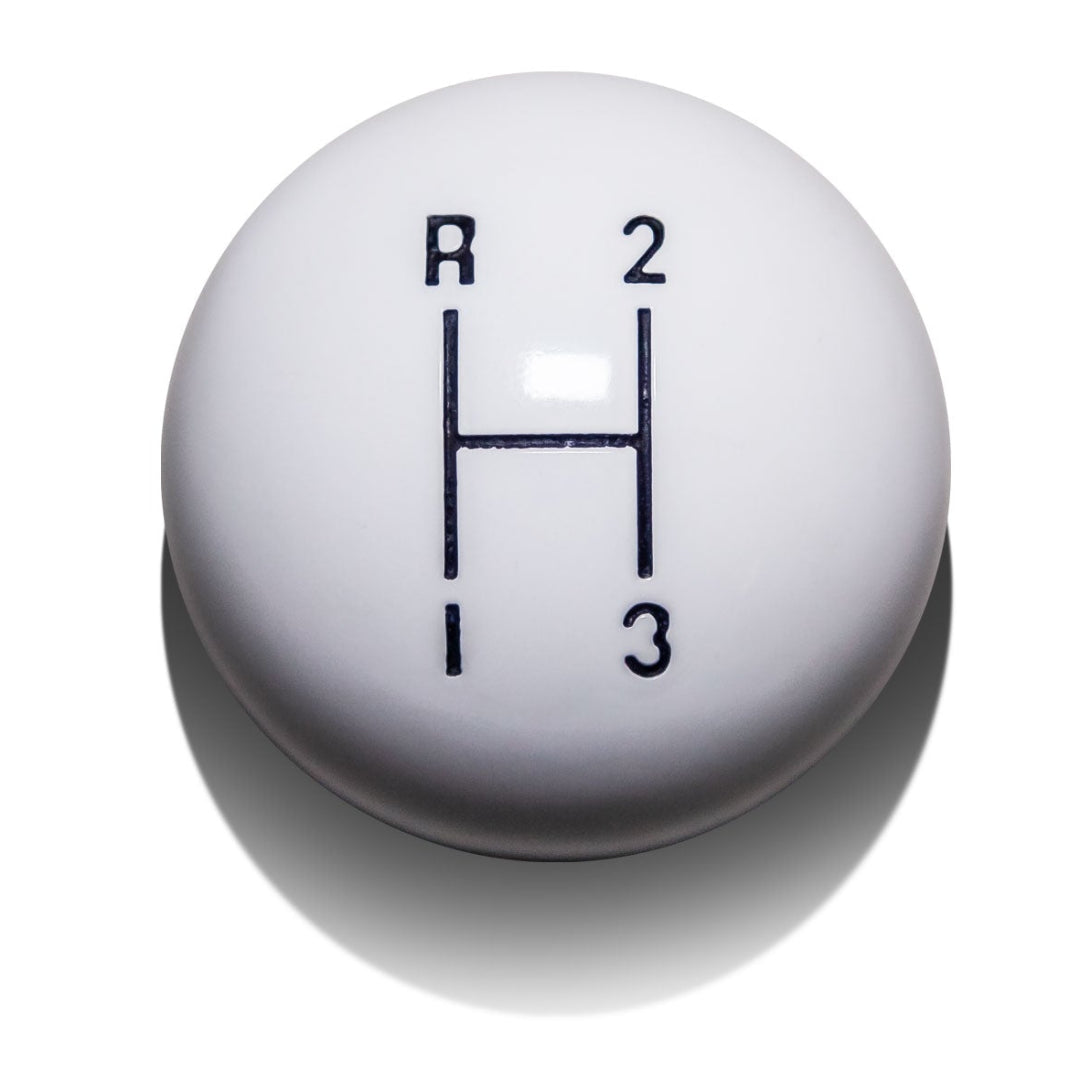 Hurst Shifter Knob, 3-spd, White, 3/8 coarse threads