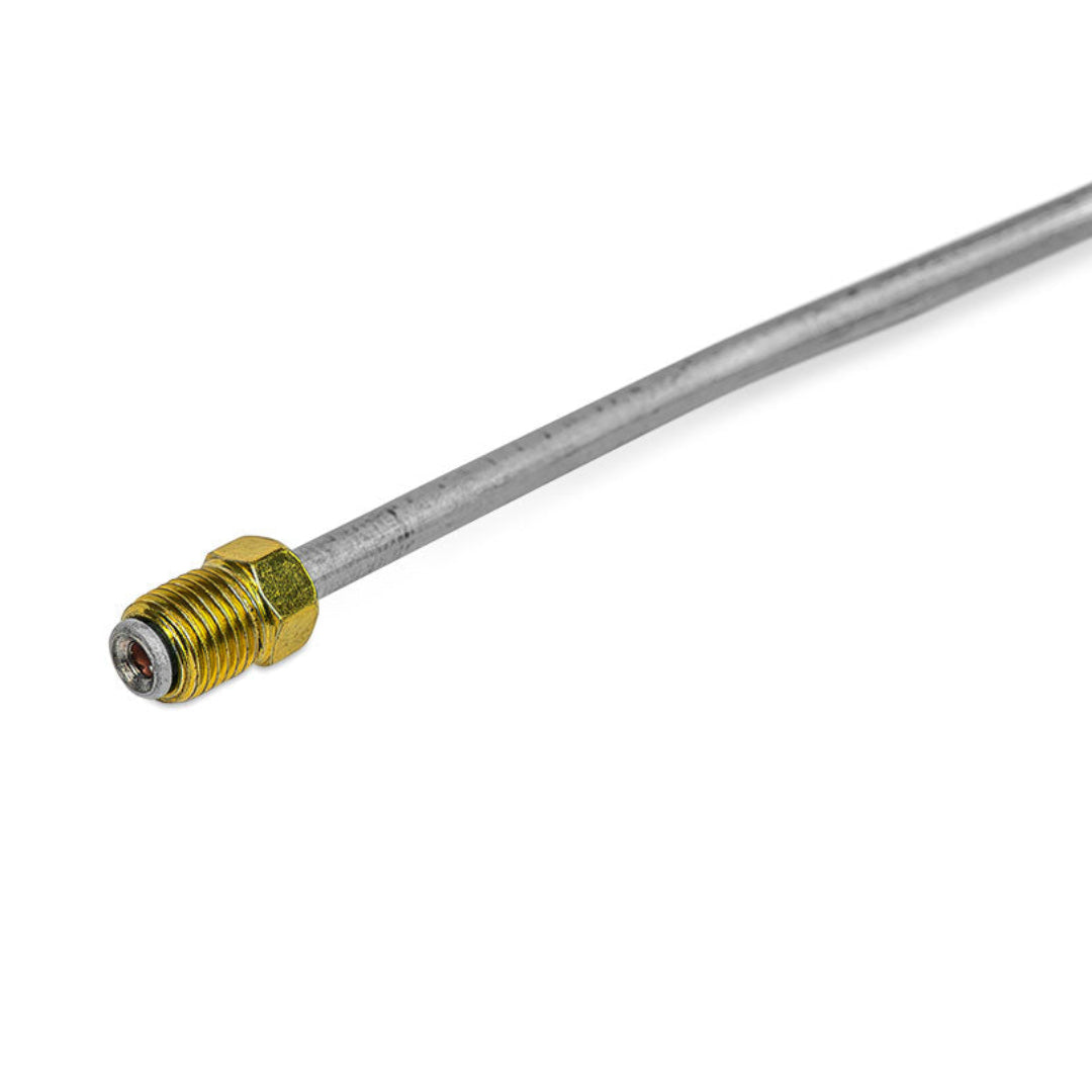 Pair of 9-inch mild steel rear axle brake lines for disc brakes, side view
