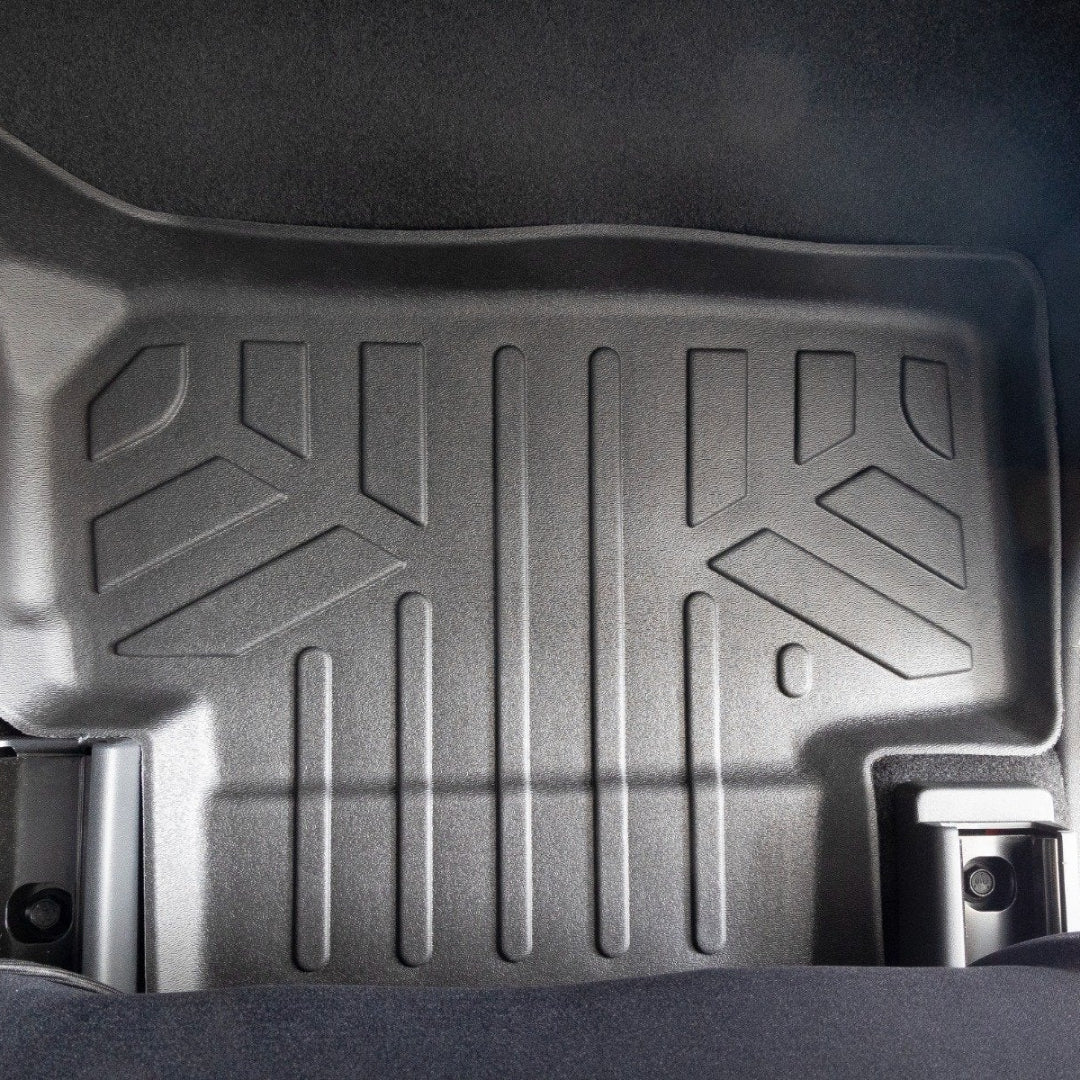 Black rubber floor mats with raised edges for 2021+ Ford Bronco 2-door model, front and rear set