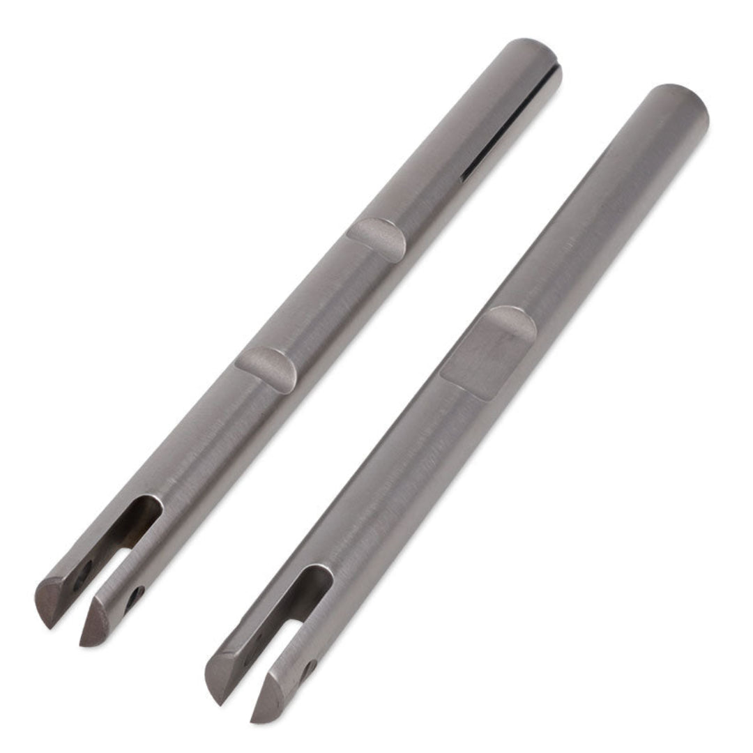Black T-style shift rails with mounting holes, side view