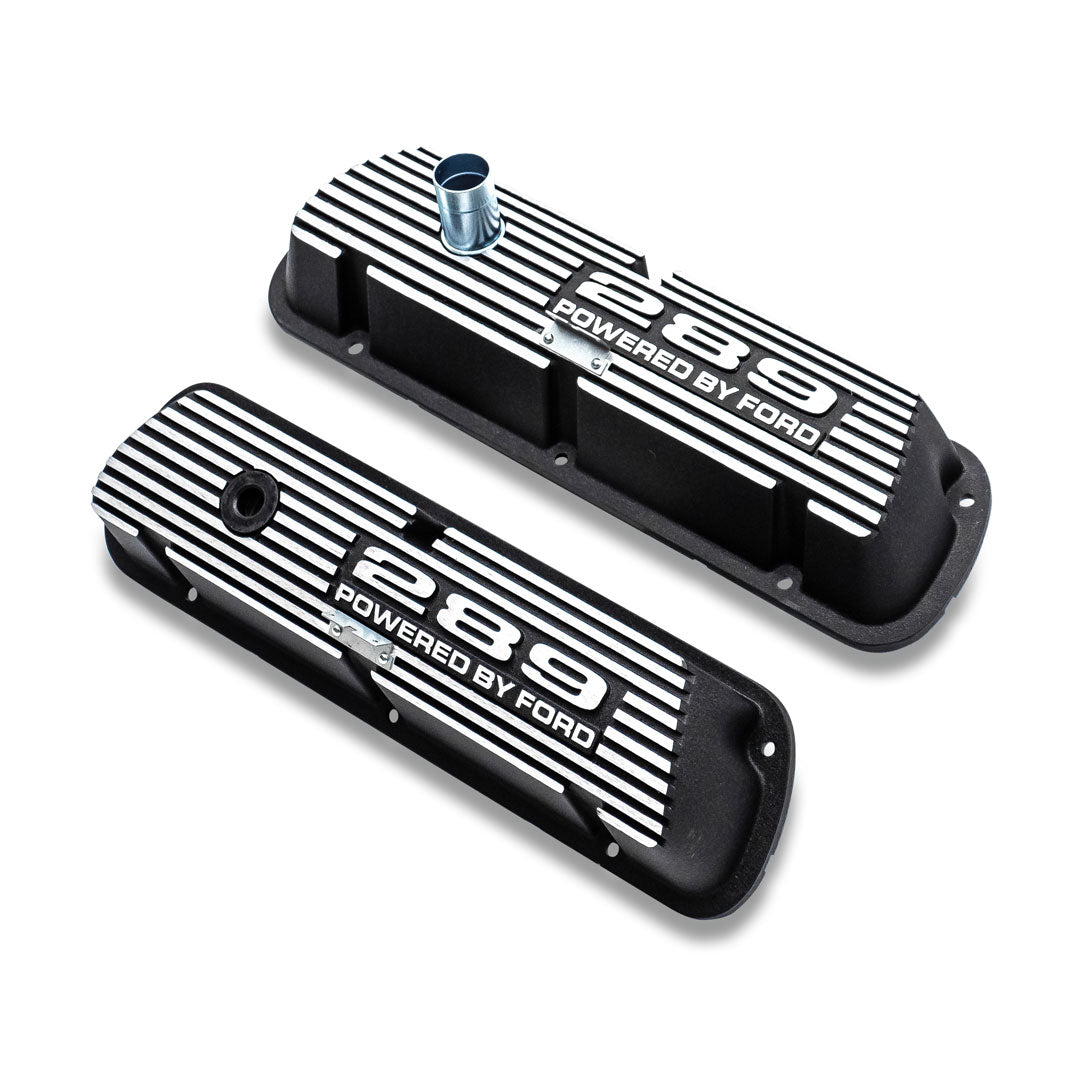 Black 289 Script Aluminum Valve Covers, 1966-77 Ford Bronco