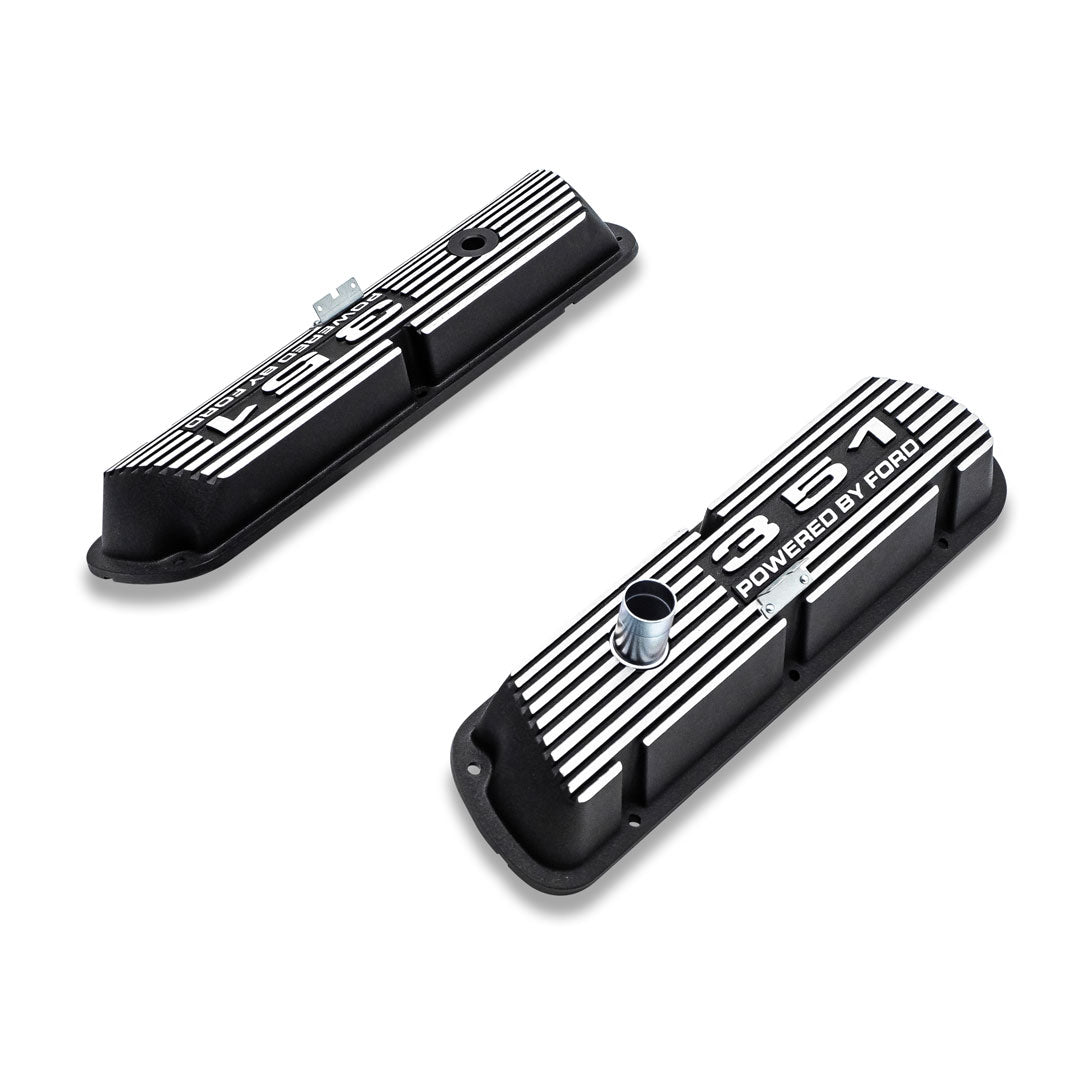 Black 351 Script Aluminum Valve Covers, Ford 351W