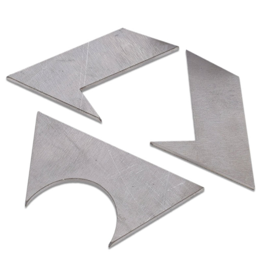 Black steel hydraulic bump stop mounts with gusset reinforcement, side view