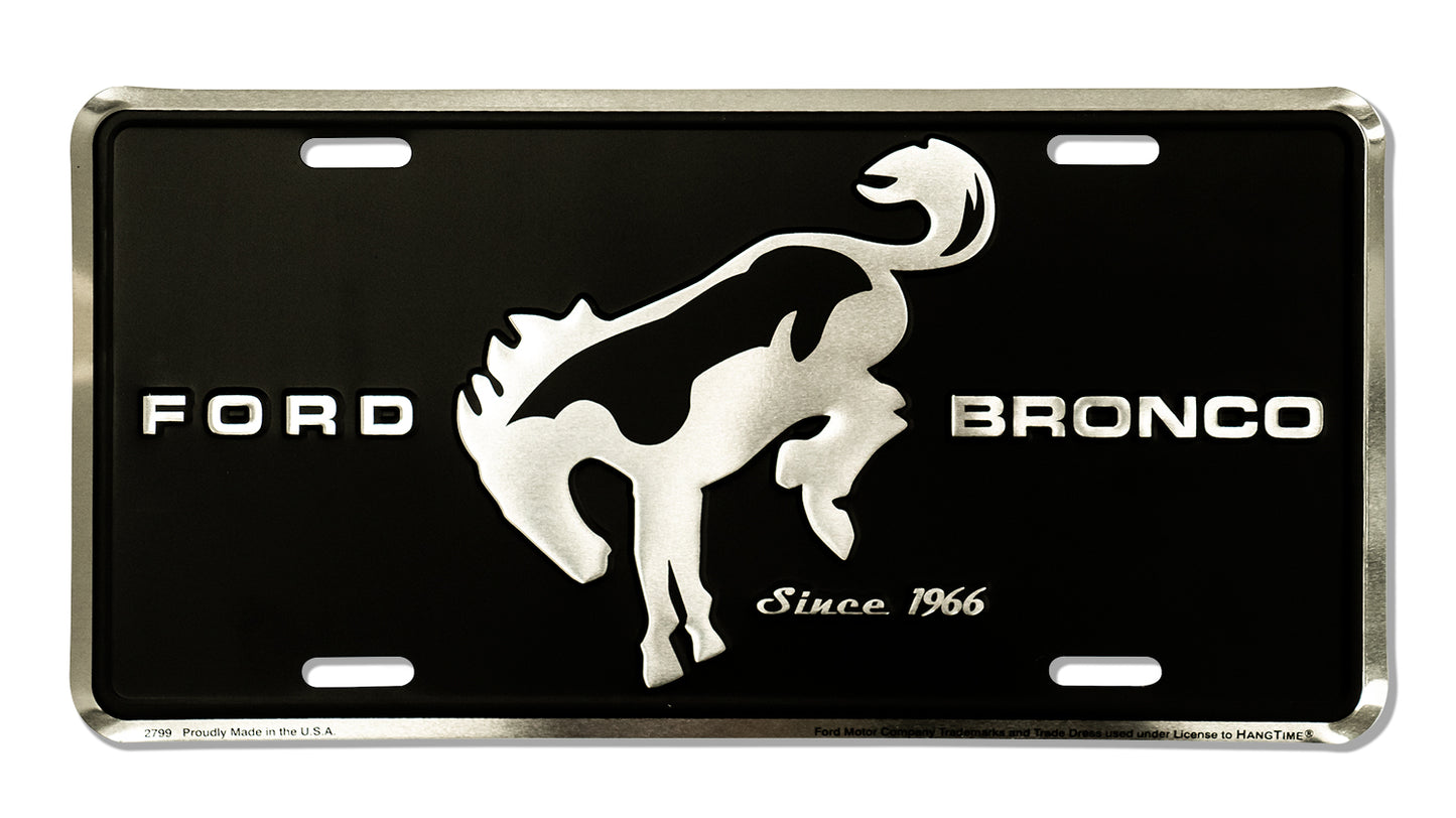 Embossed Sign -Ford Bronco, Black License Plate