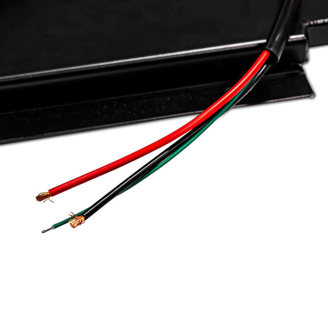 Black electric puller fan with brushless motor, side view