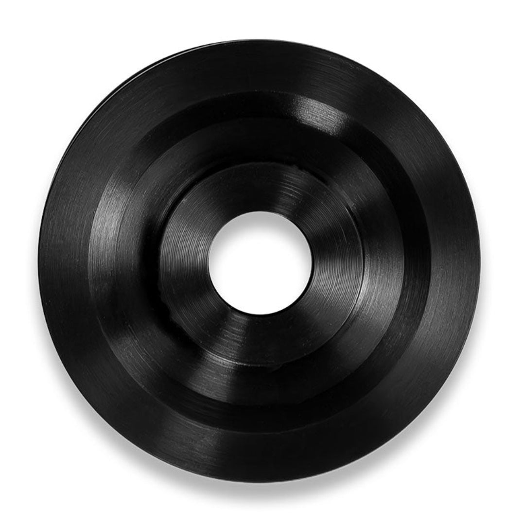 Chrome alternator pulley with ribbed grooves, front view