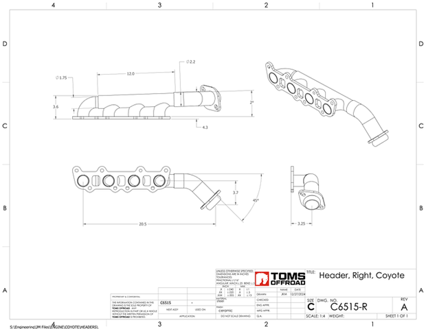 Polished Ceramic Headers for 5.0L Coyote Conversion