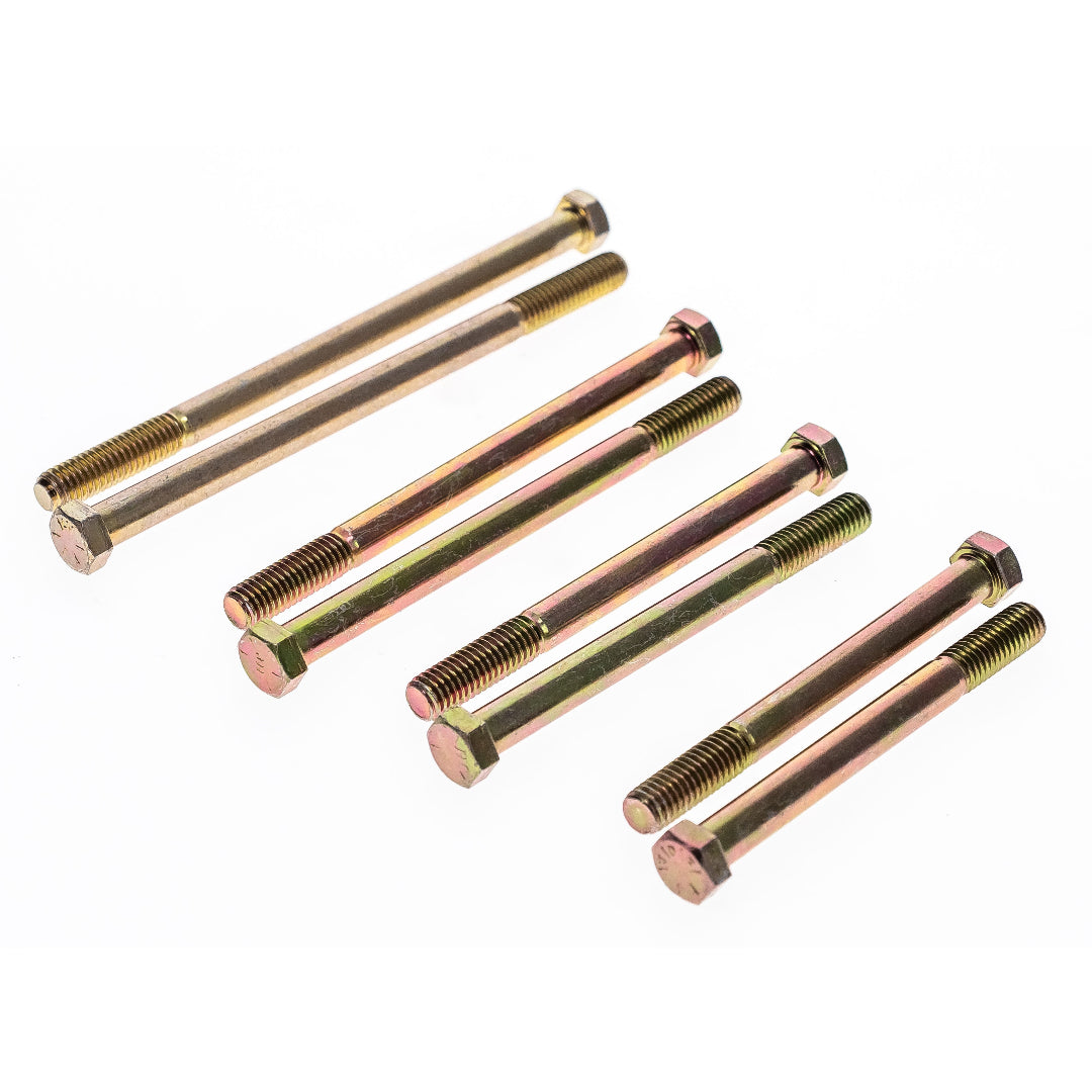 Silver metal lift kit with bolts and spacers, side view