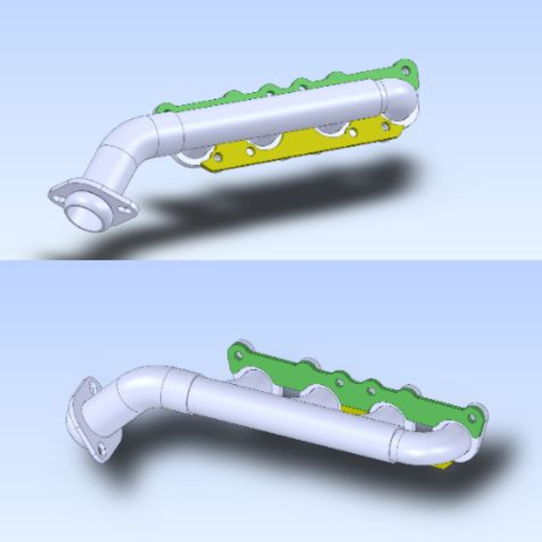 Steel header adapter clamp with bolt holes, side view