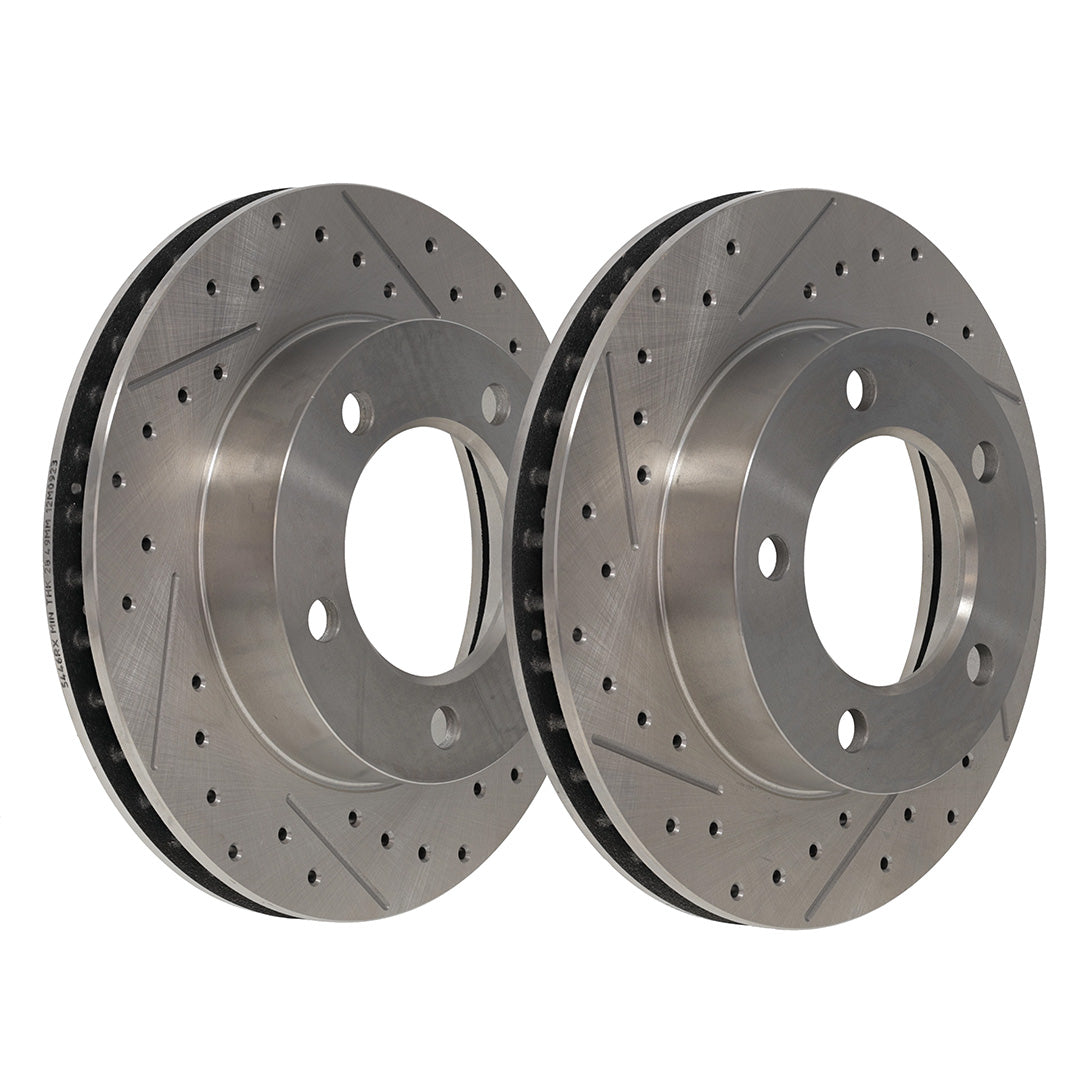 Slotted & Drilled Front Disc Brake Rotor, Driver & Passenger - Pair, 1976-96 Ford Bronco & Ford Truck
