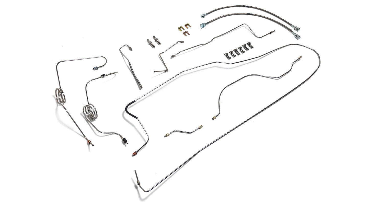 Stainless Steel Brake Line Kit w/Hoses, Dana 30, TOMS 4-Wheel Power, 1966-71 Ford Bronco
