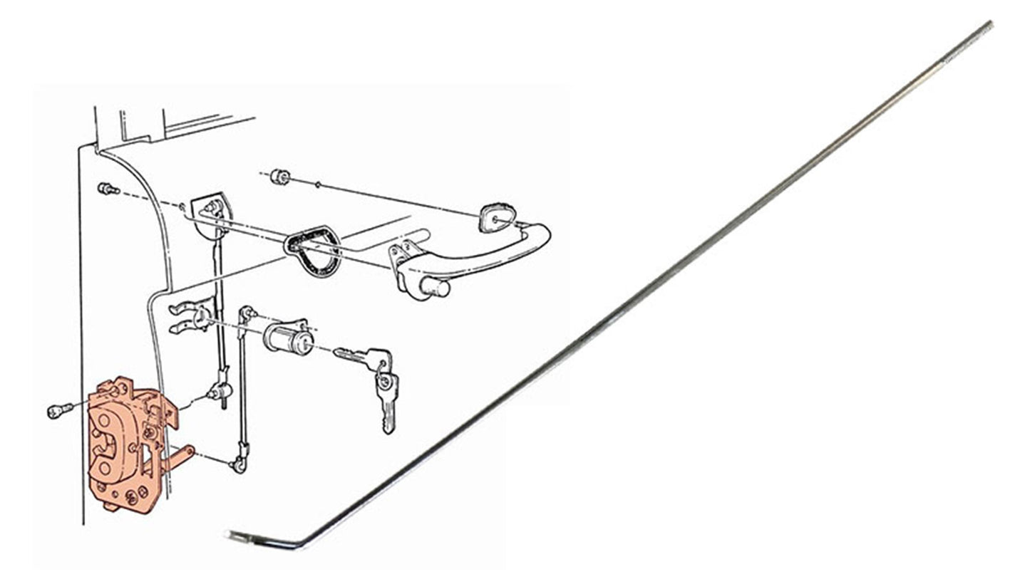 Door Latch Rod - Passenger, Lock Knob to Latch, 68-77 Ford Bronco