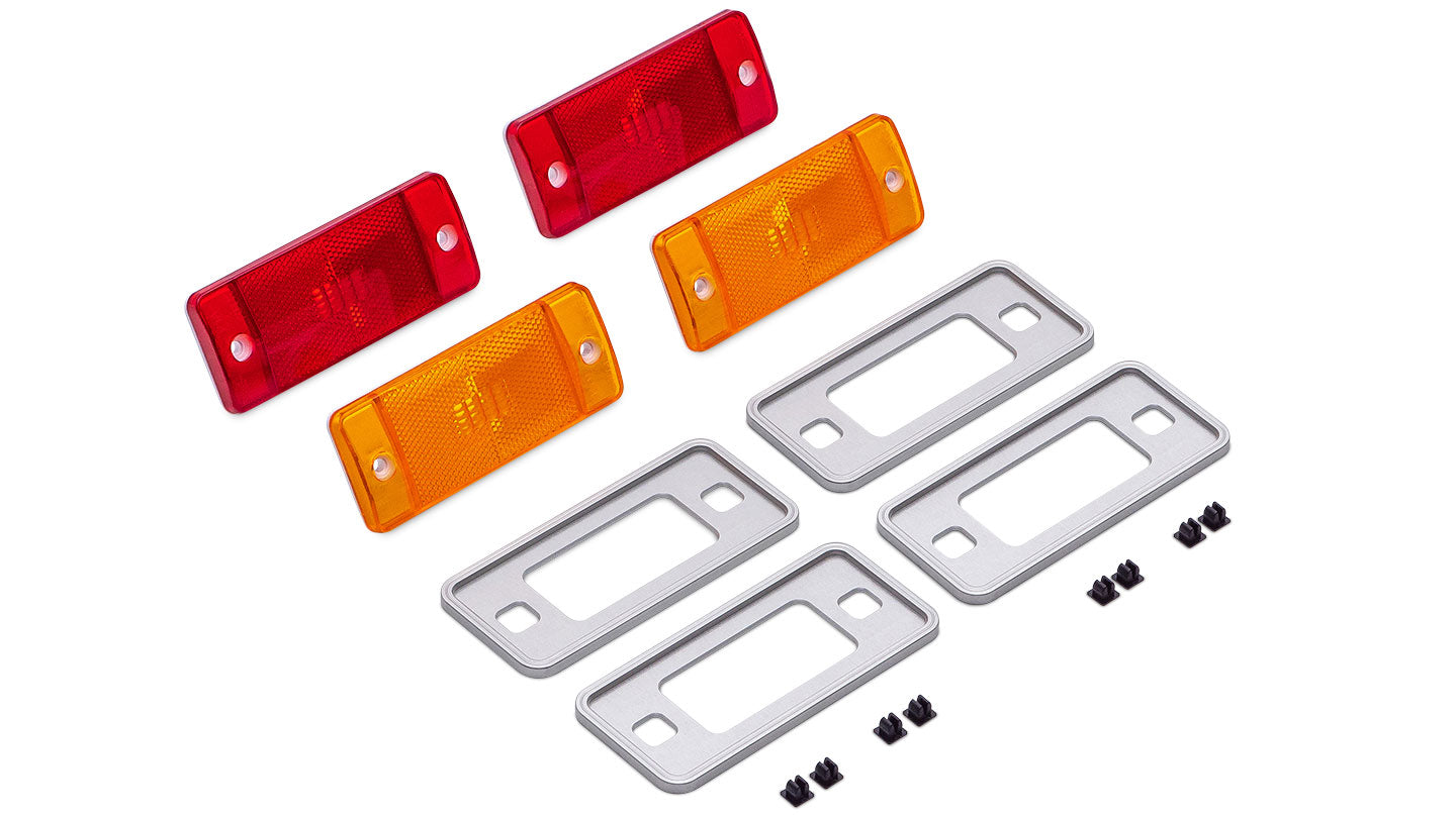 Side Marker Lens Kit with Silver Billet Aluminum Trim Bezels, 70-77 Ford Bronco