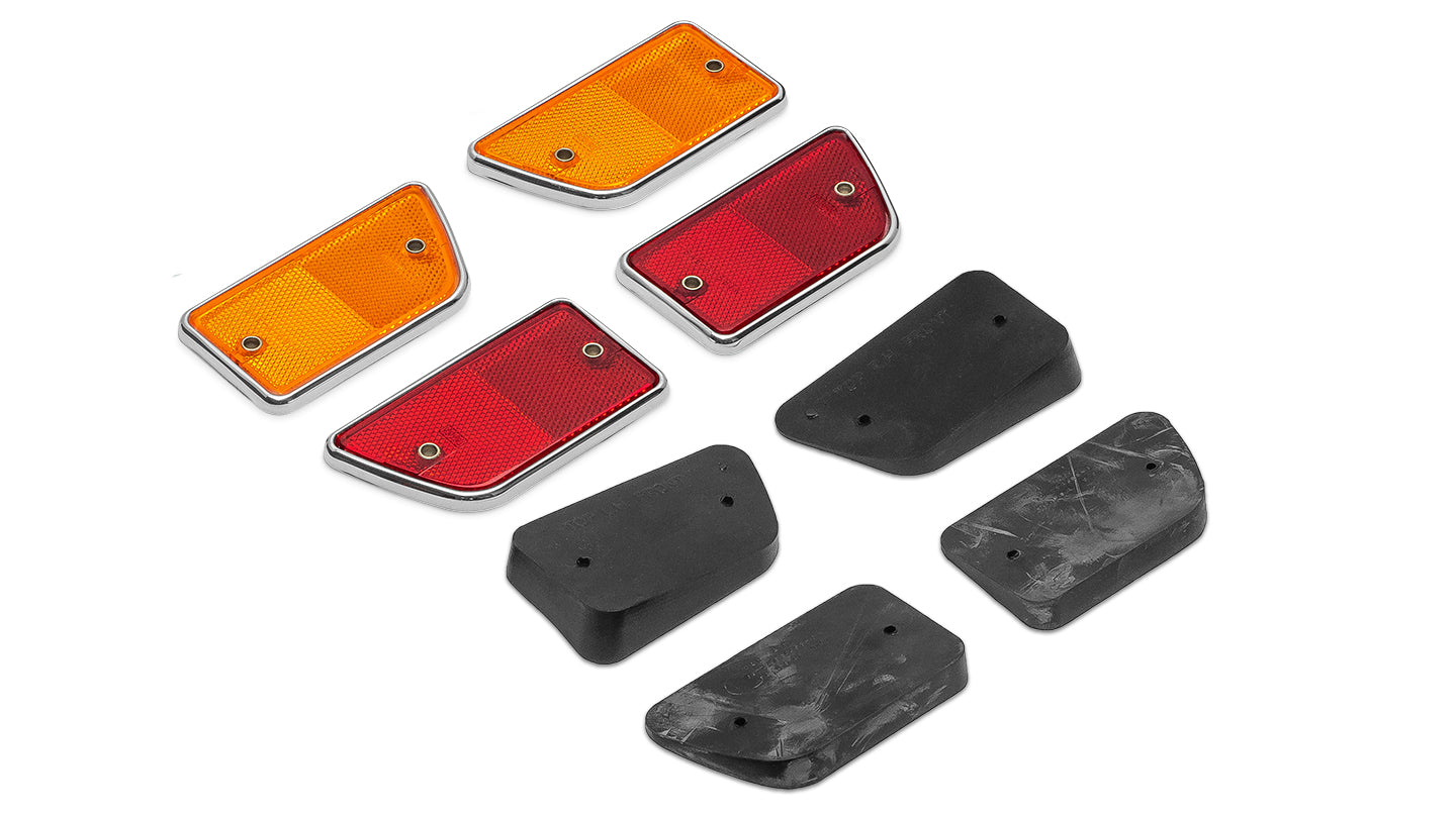 Side Reflector Lens Kit w/Black Pads - Full Set, 68-69 Ford Bronco