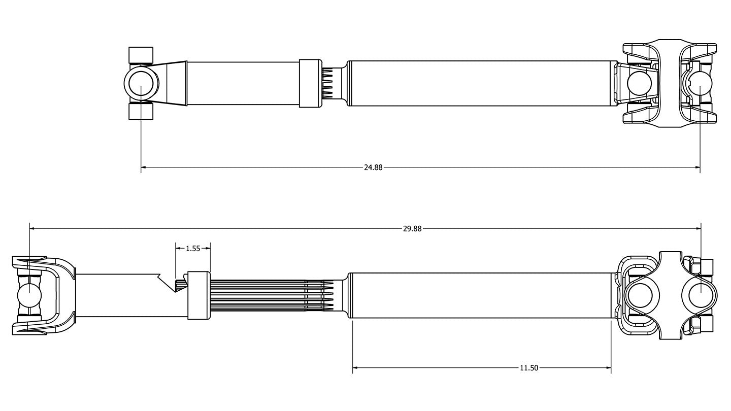 Premium Extra-Long Front Driveshaft for Lifted Broncos