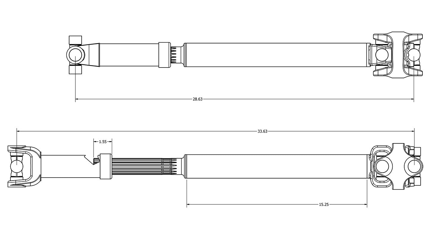 Premium Short Rear Driveshaft for Early Broncos