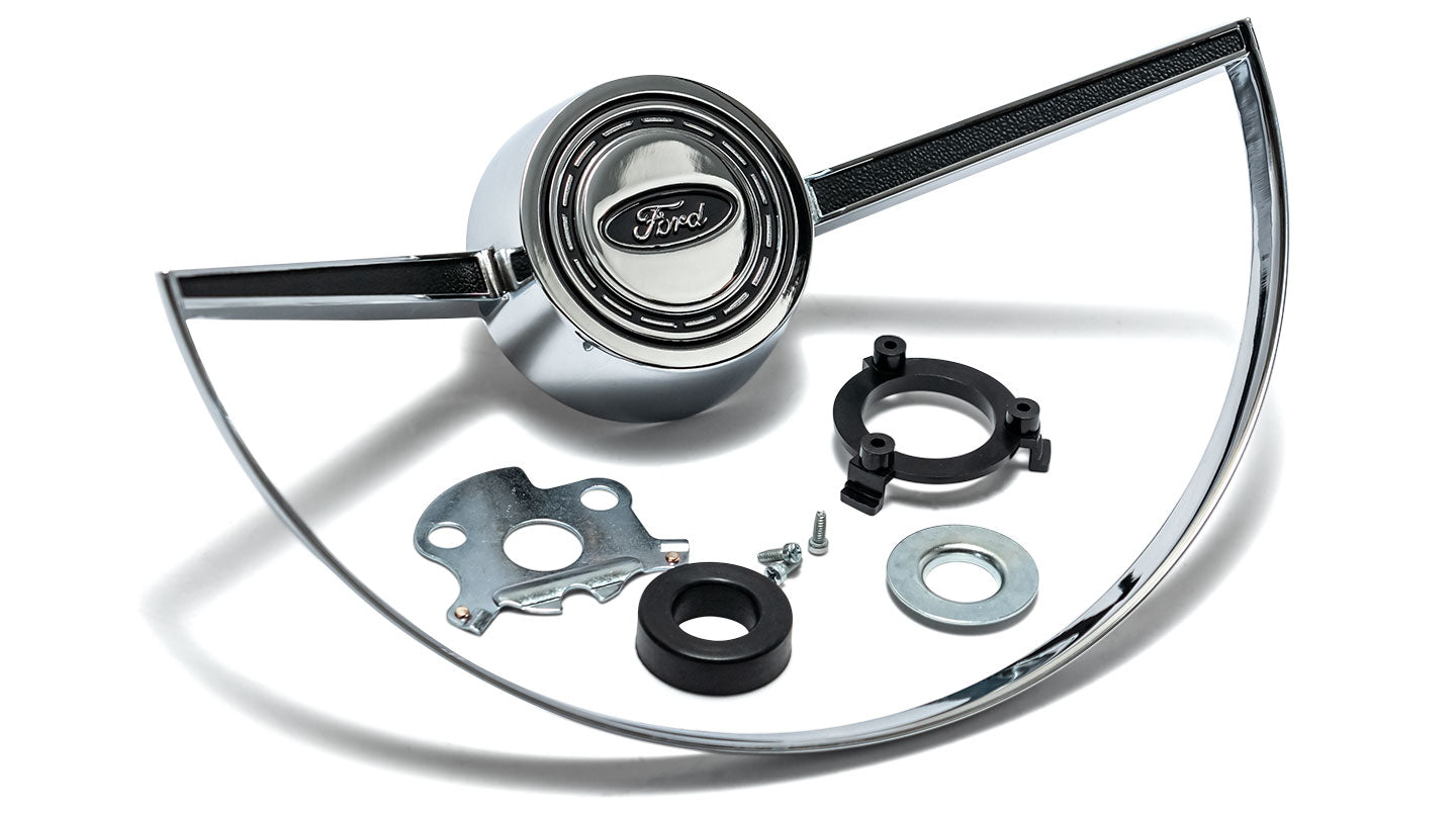Horn Button Kit - Half Moon, Chrome