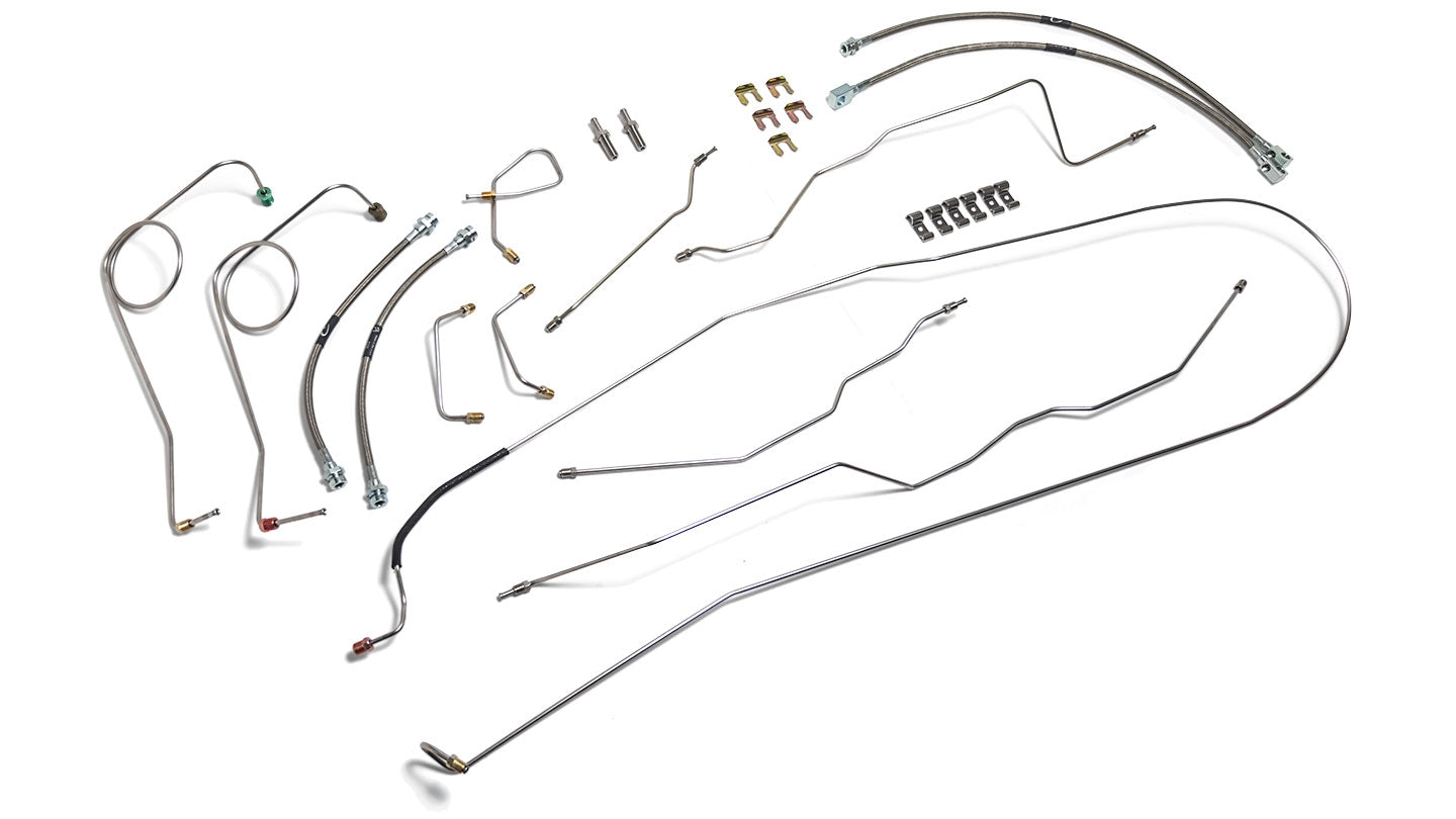 Brake Line Kit w/Hoses & Clips - Dana 44, Stainless, 71-75 Ford Bronco