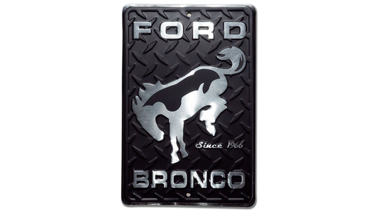 Embossed Sign -Ford Bronco, Black Diamond Plate, 8x12