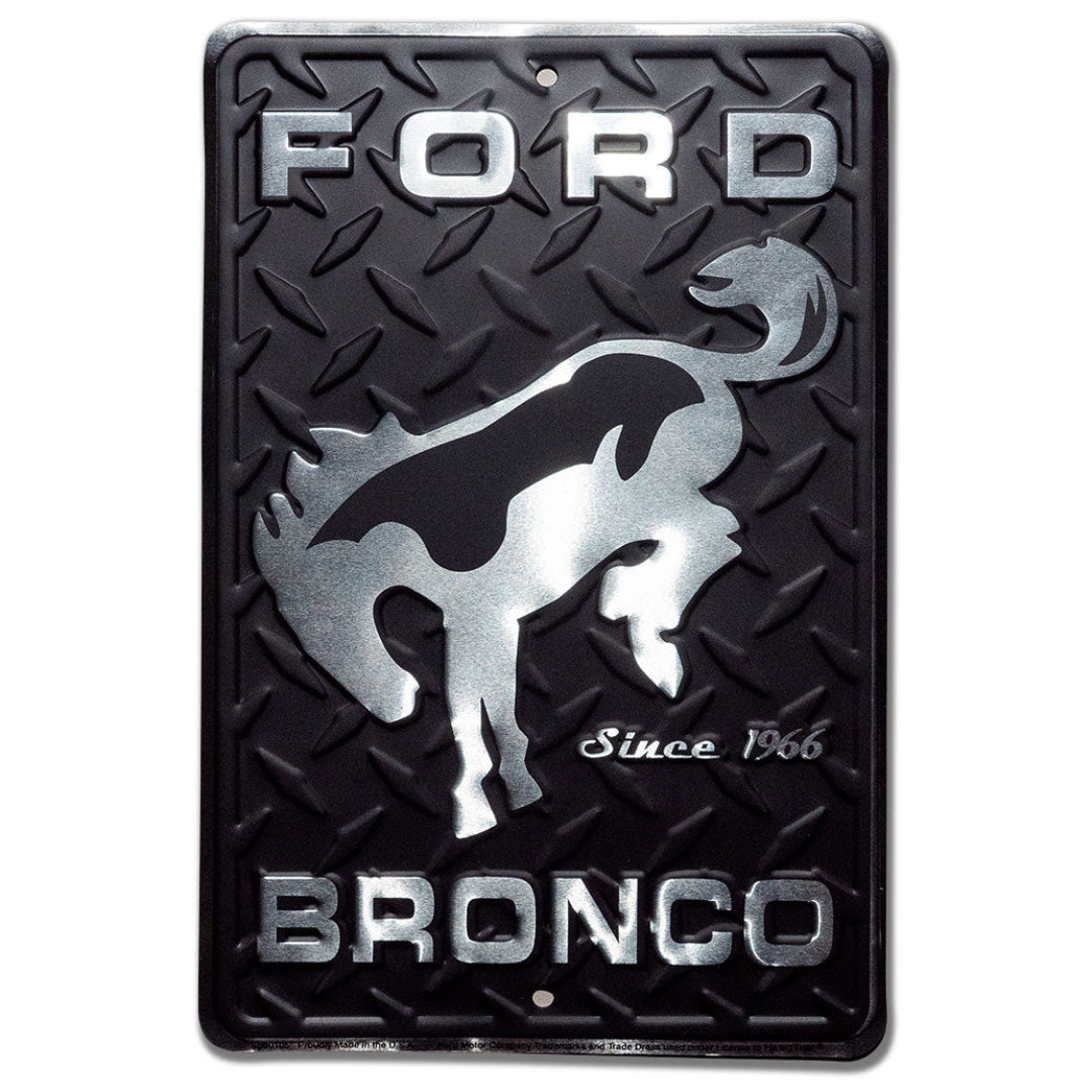 Embossed Sign -Ford Bronco, Black Diamond Plate, 8x12