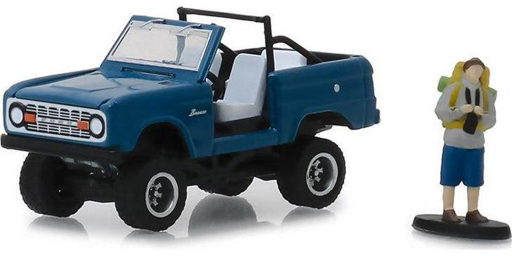 1967 Ford Bronco w/ Backpacker, Blue, 1:64 Die Cast