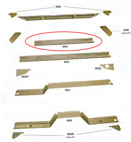 Floor Pan Support Crossrail, Center of Bed