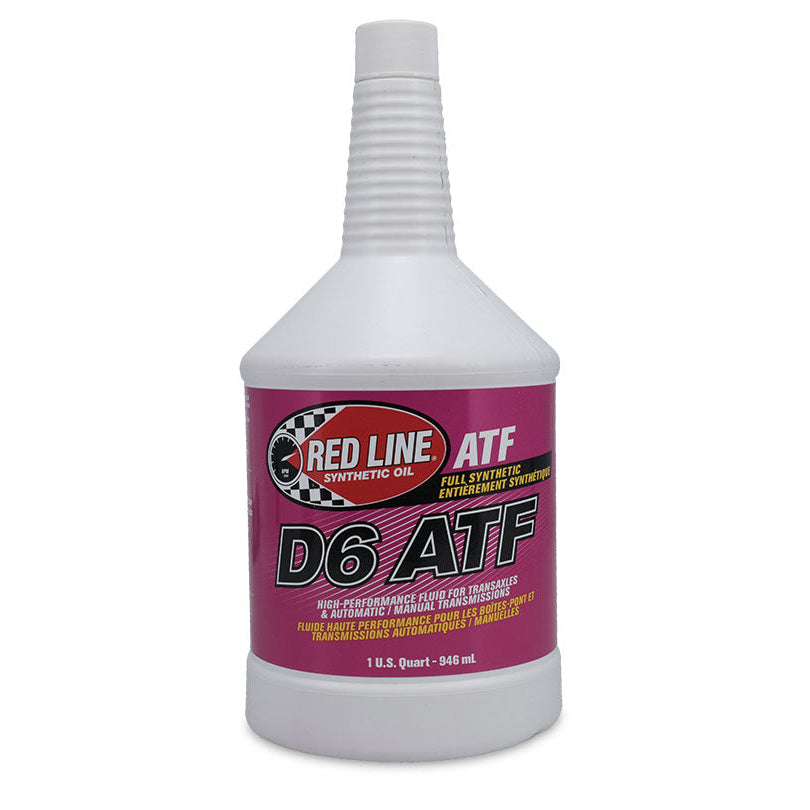 Red bottle of automatic transmission fluid with white label and black cap