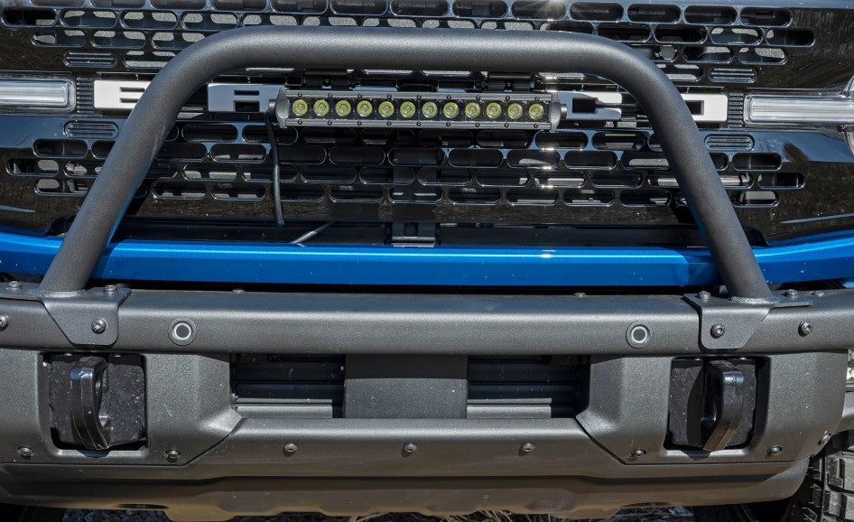 Safari Bar w/12" Black Single Row LED Light Bar for OE Modular Bumper, 2021+ Ford Bronco