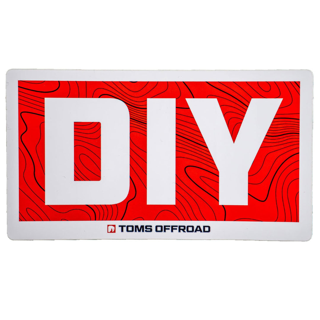 TOMS OFFROAD logo sticker with off-road vehicle graphic, front view