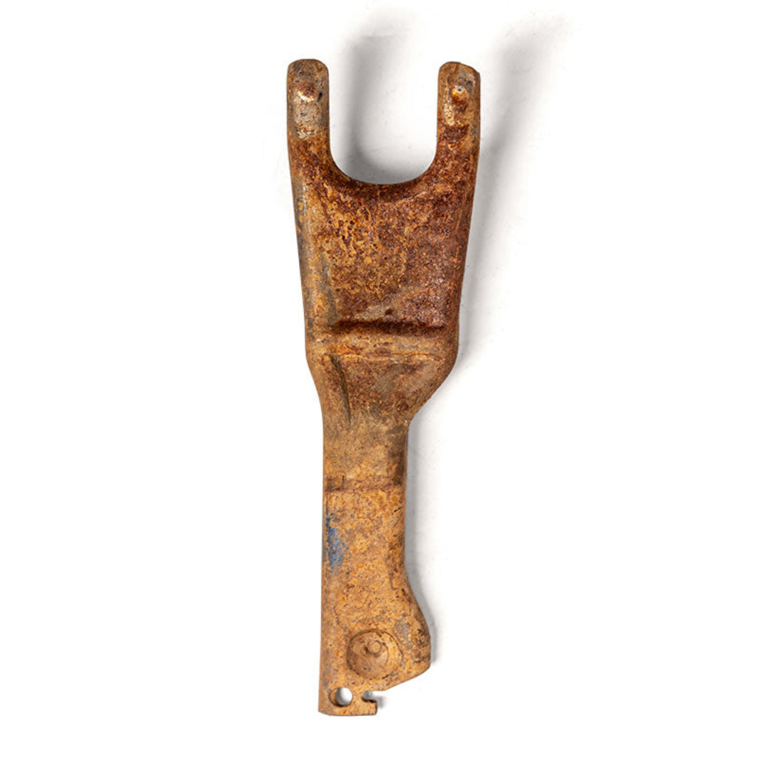Used bronze clutch bell housing with fork, side view