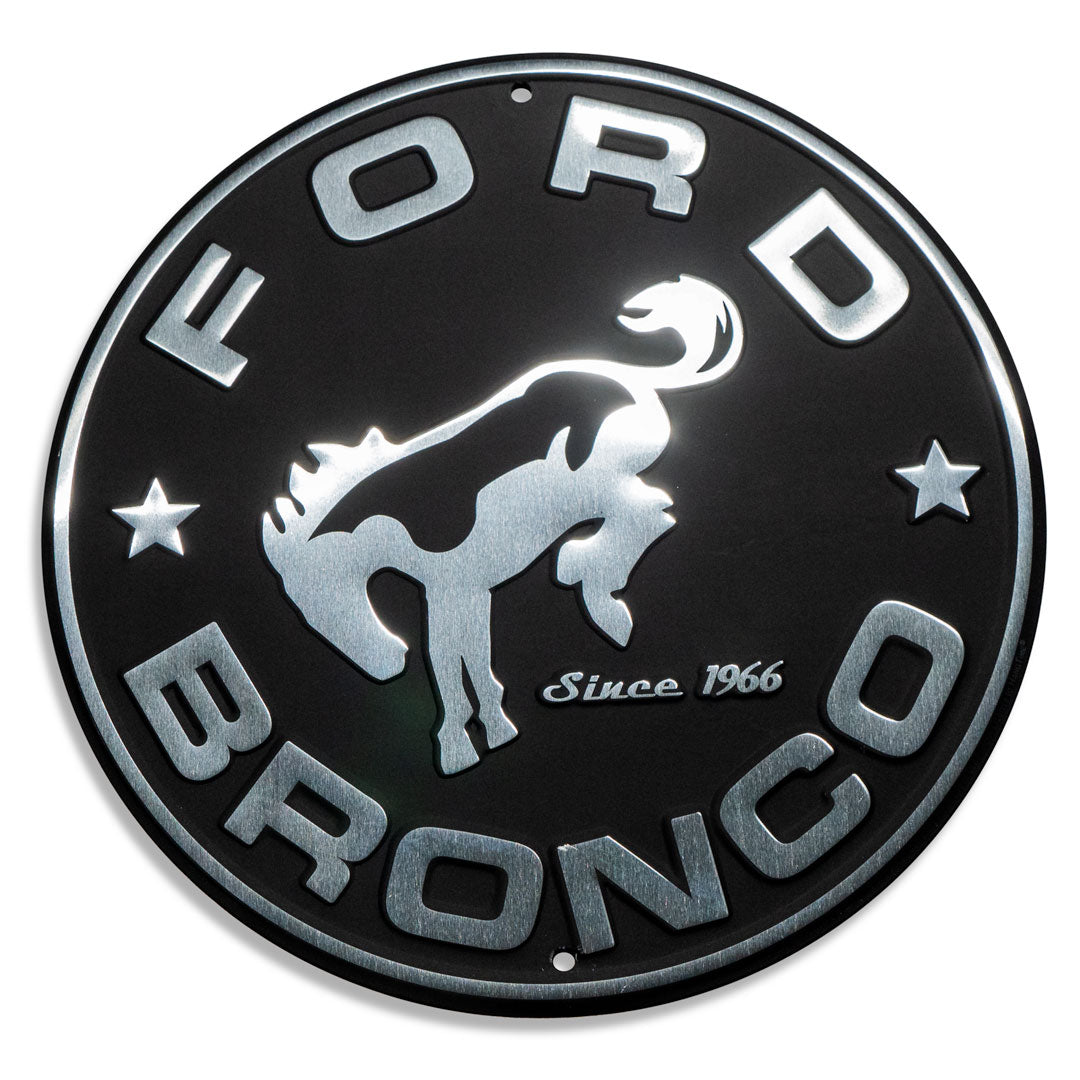 Embossed Sign - Ford Bronco, Black 11.75 inch Round