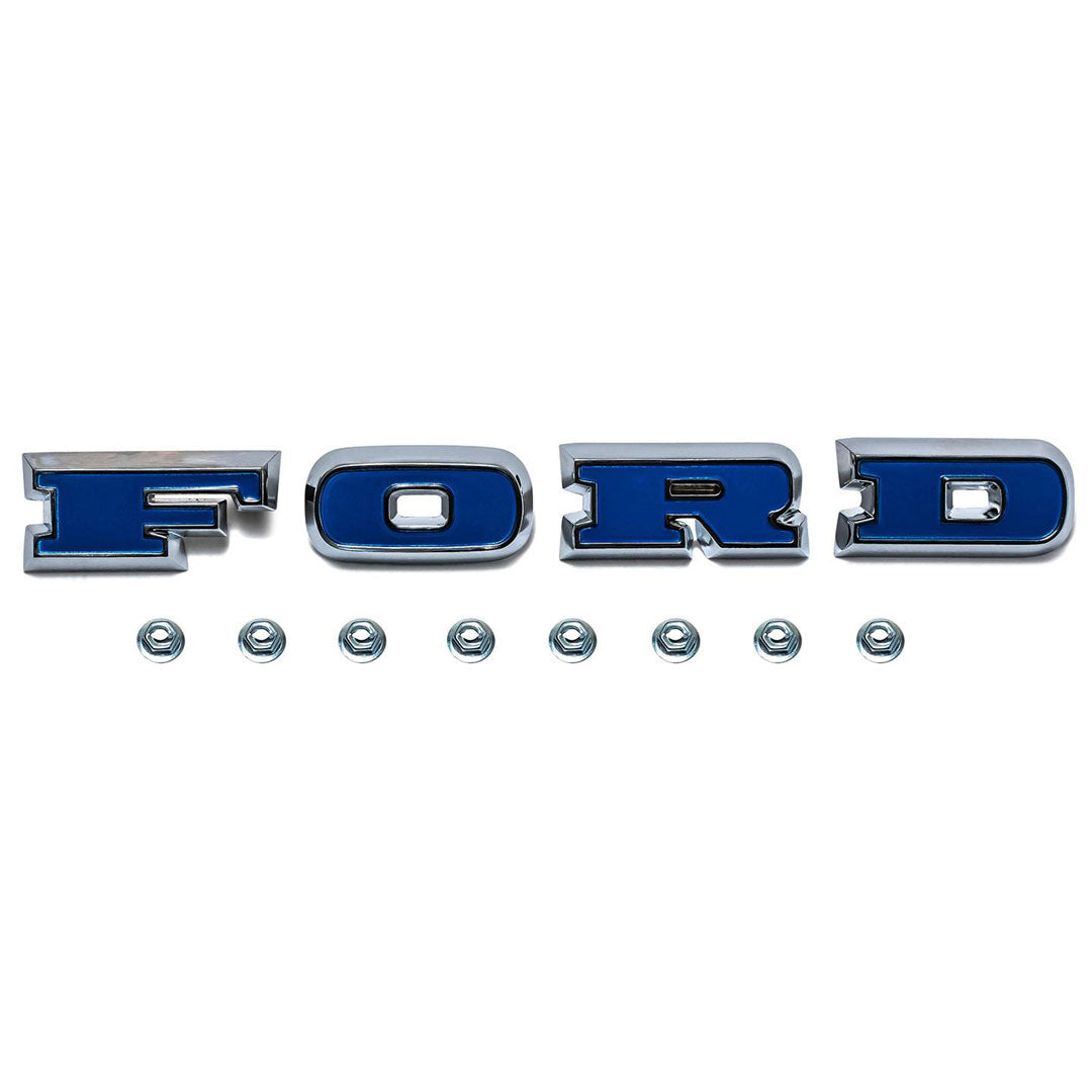 FORD Grille Letters, Blue Inserts, 1966-77 Ford Bronco