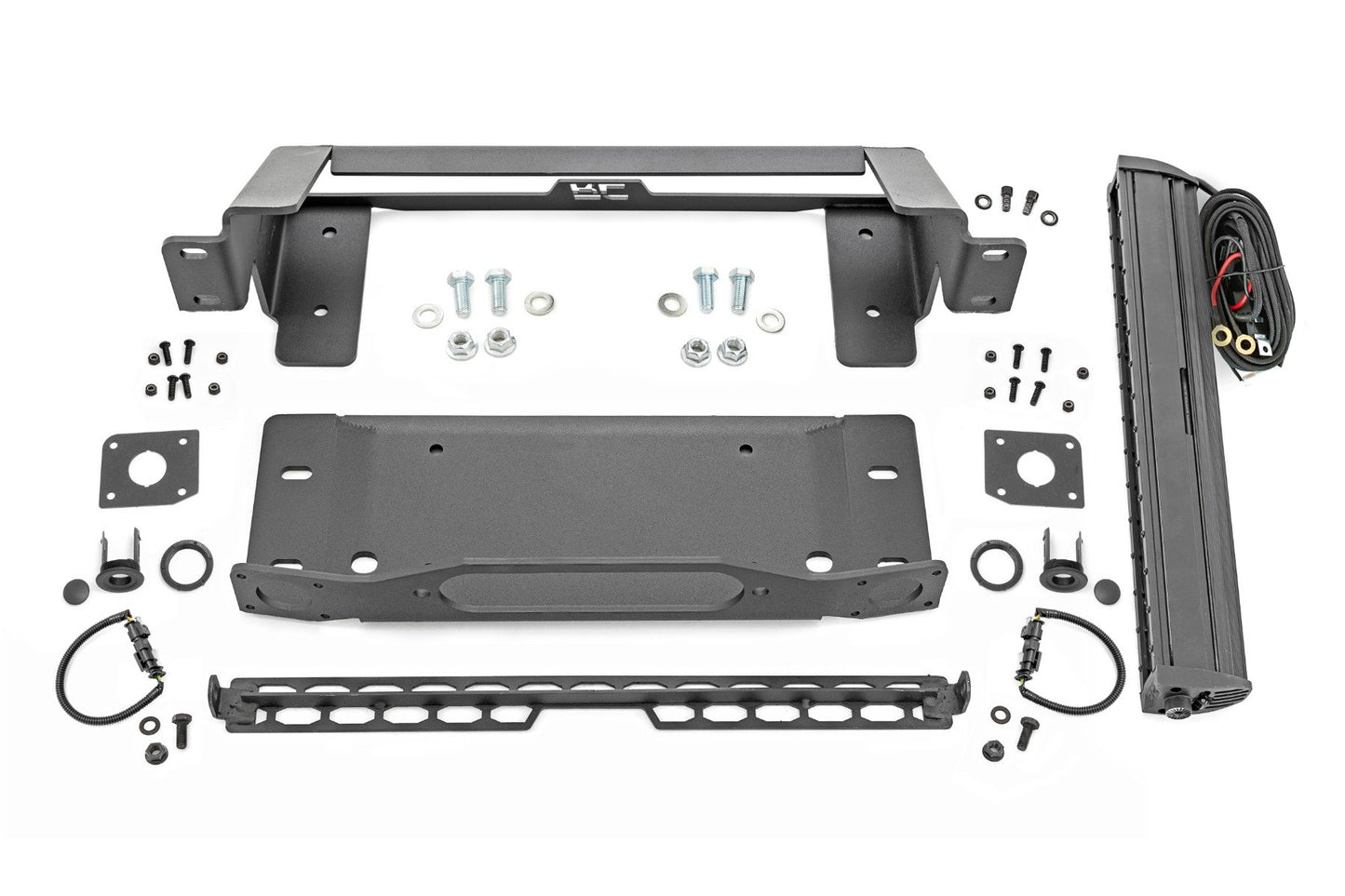 High Winch Mount w/20” Black Single Row LED Bar - 21-24 Bronco