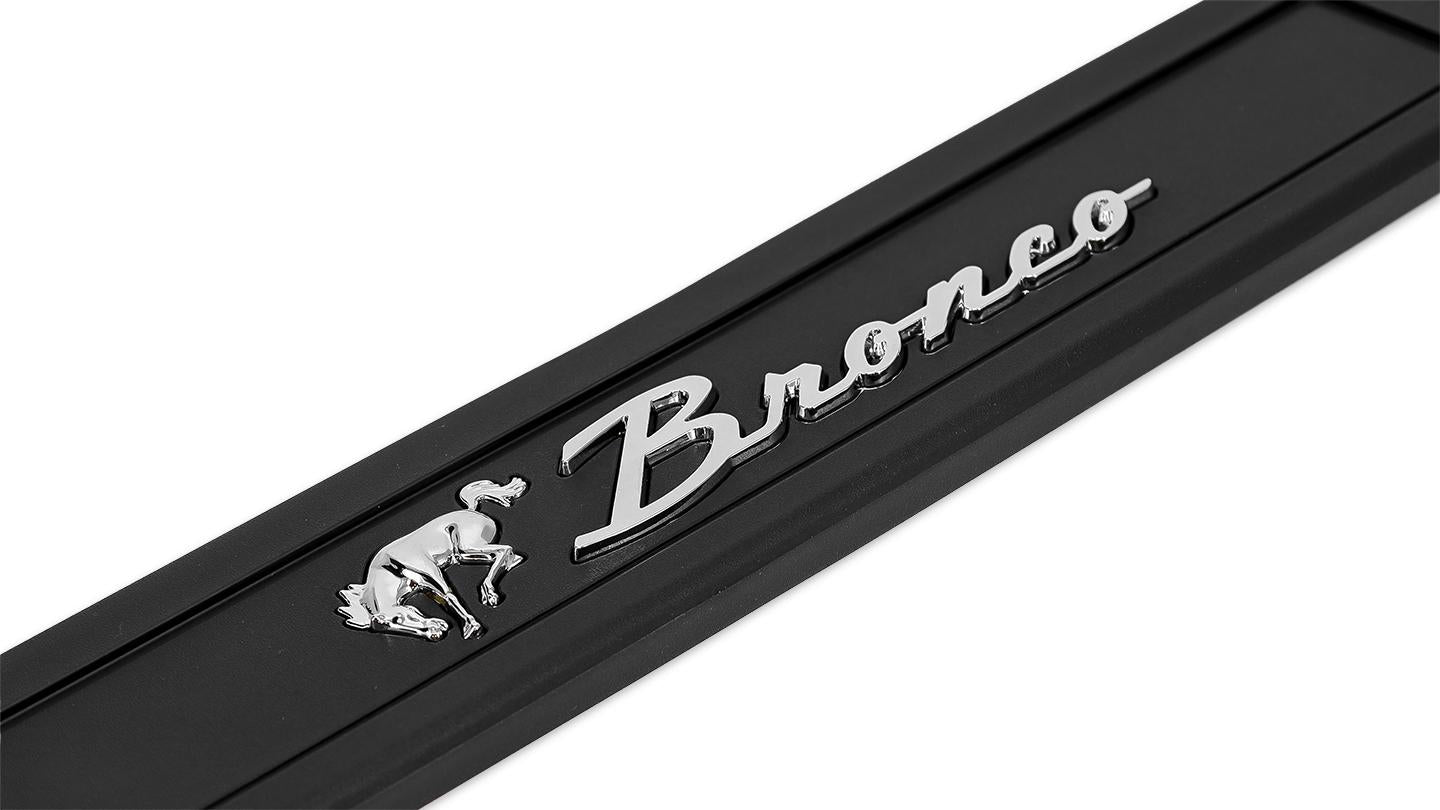 Door Sill Plates - Black Plastic w/ Chrome Bronco Script