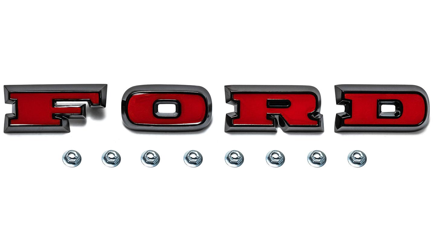Ford Grille Letters - Black Chrome with Red Plastic Inserts