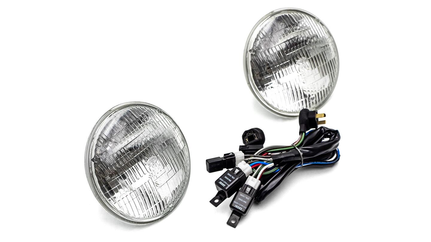Halogen 7 inch Headlight Kit with FoMoCo Script & Wiring Harness