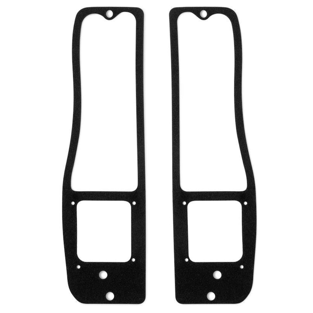 Red rubber tail light gaskets with sealing ridges, detail shot
