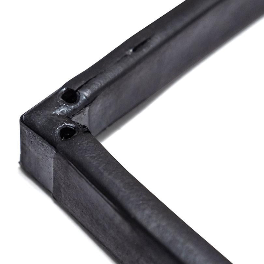 Black rubber air vent seals with textured surface, front view